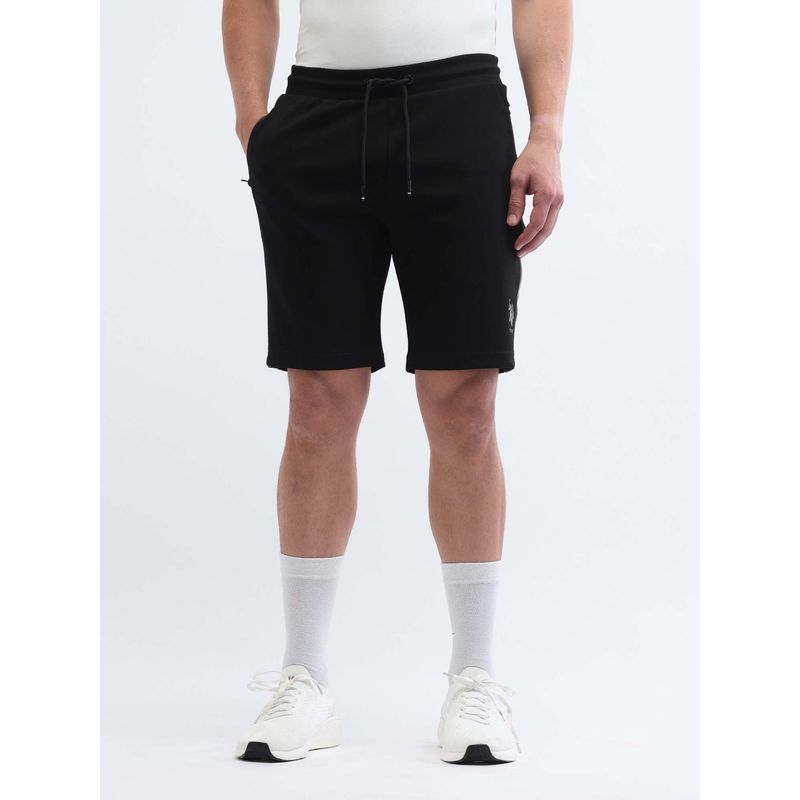 U.S. POLO ASSN. Black Active Sports Mens Solid Slim Fit Shorts (30)