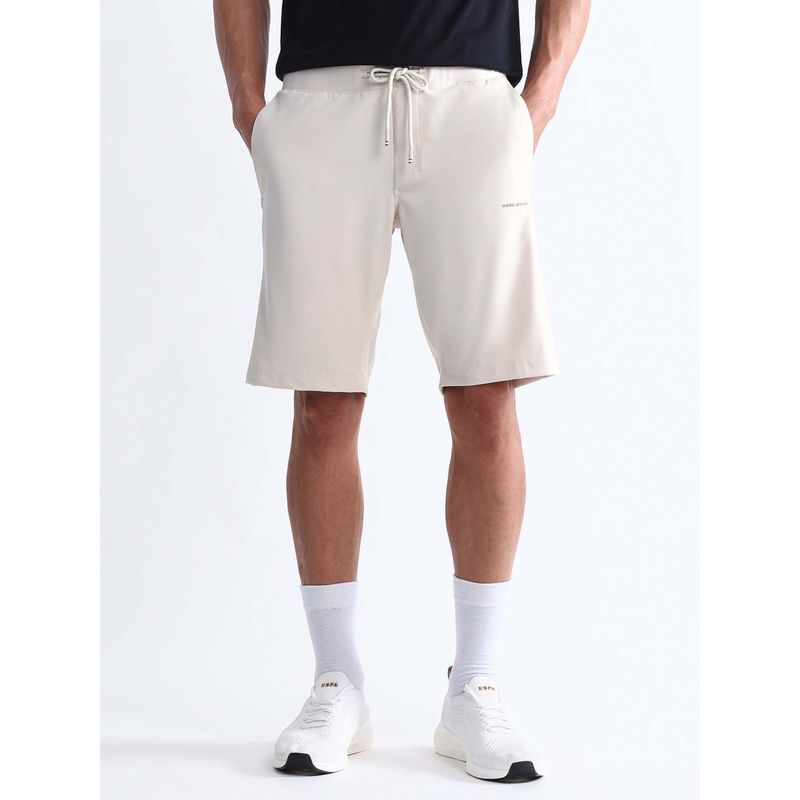 U.S. POLO ASSN. Beige Active Sports Mens Slim Fit Solid Active Shorts (30)