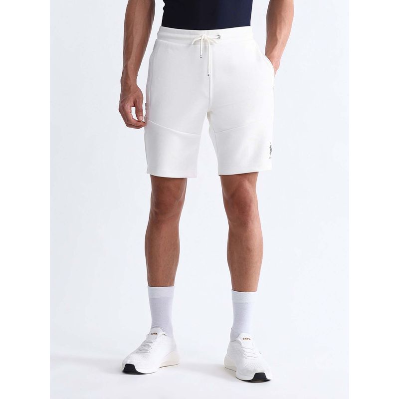 U.S. POLO ASSN. White Active Sports Mens Slim Fit Solid Active Shorts (32)