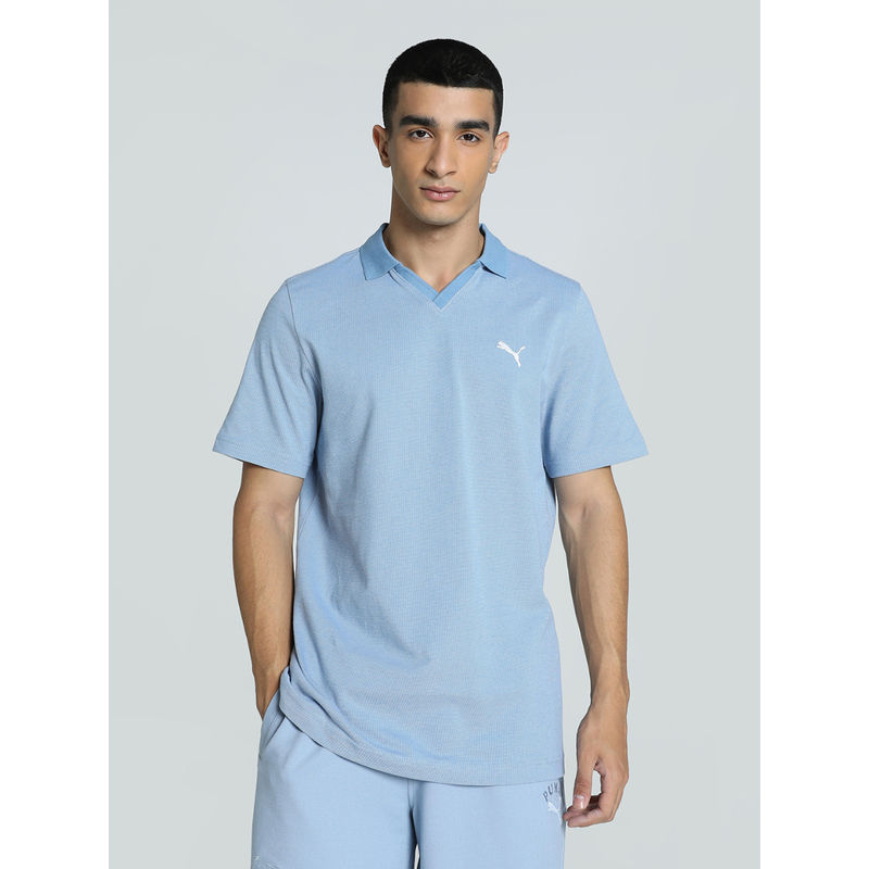 Puma Essentials V Neck Mens Blue Polo T-Shirt (S)