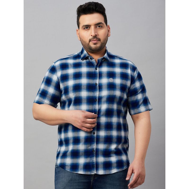 SHOWOFF Men's Checked Blue Regular Shirt (3XL)