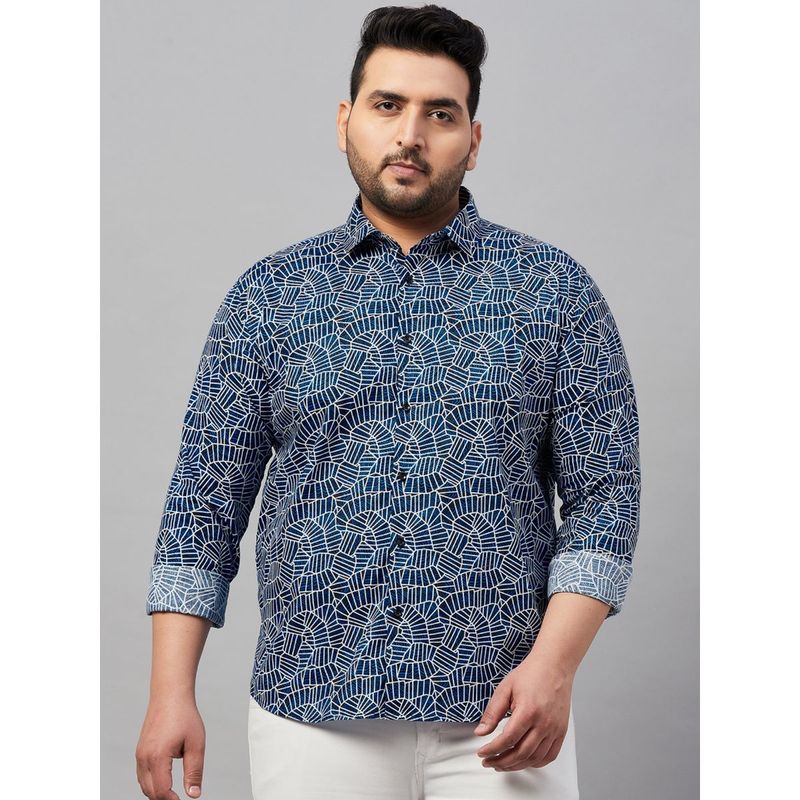 SHOWOFF Men's Printed Blue Comfort Shirt (3XL)