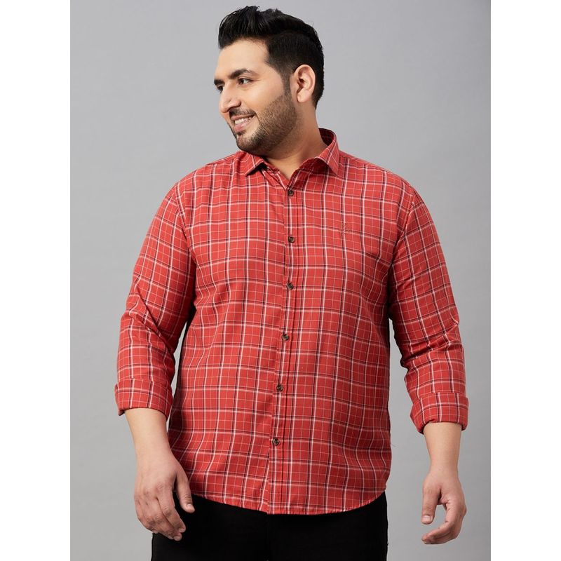 SHOWOFF Men's Checked Rust Regular Shirt (3XL)