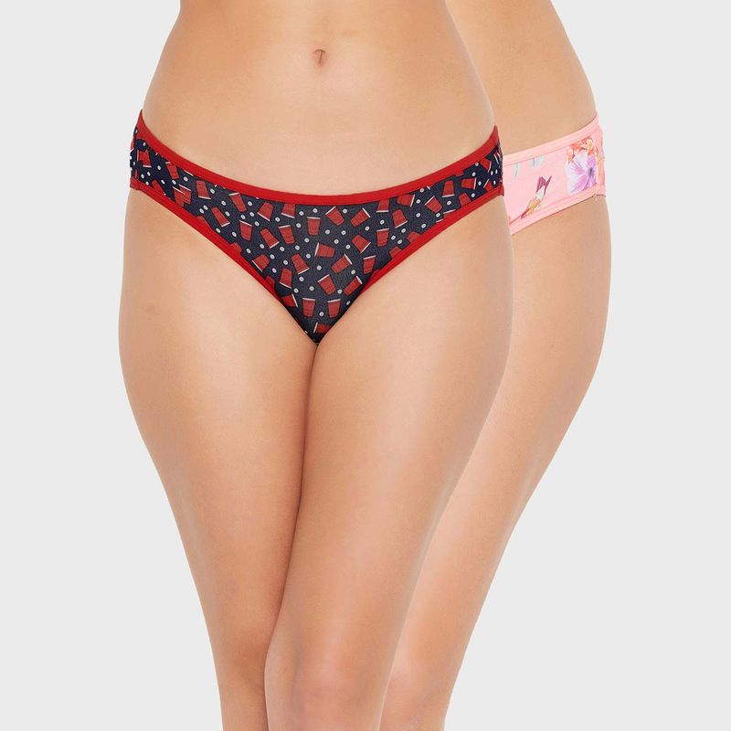 Buy Clovia Low Waist Printed Bikini Panty Multi-Color (Pack of 2)(XL) Online