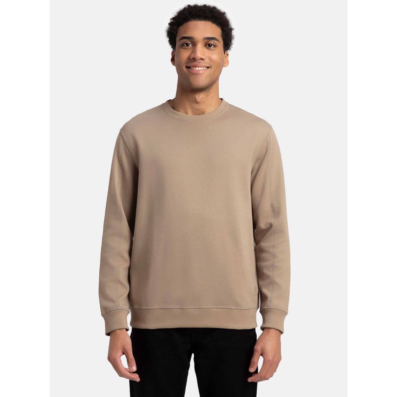 Jockey Am48 Men's Super Combed Cotton Rich Pique Sweatshirt - Desert Taupe (S)
