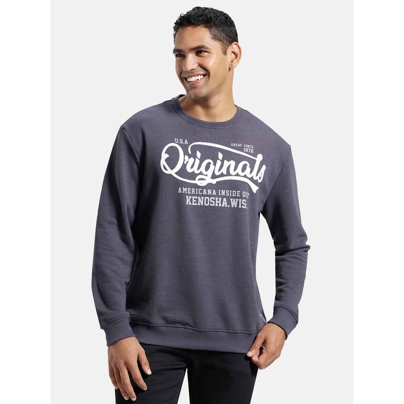Jockey UM51 Men Super Combed Cotton French Terry Printed Sweatshirt - Wild Ginger (S)