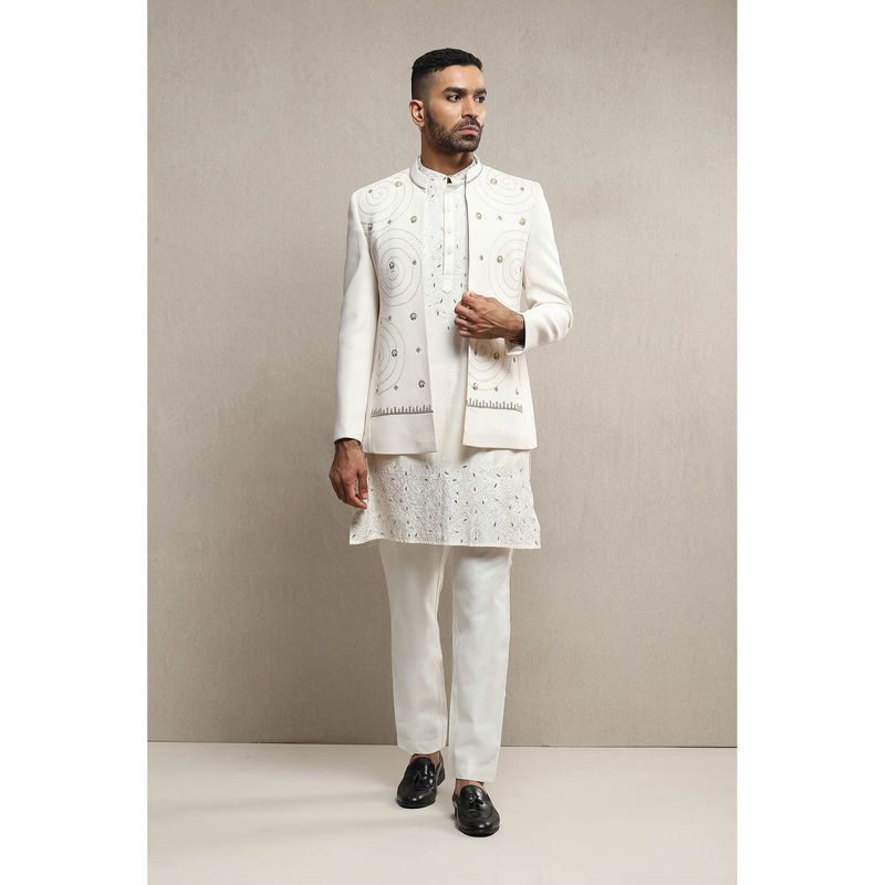 Soniya G Off White Kurta and Jacket with Pants (Set of 3) (XS)