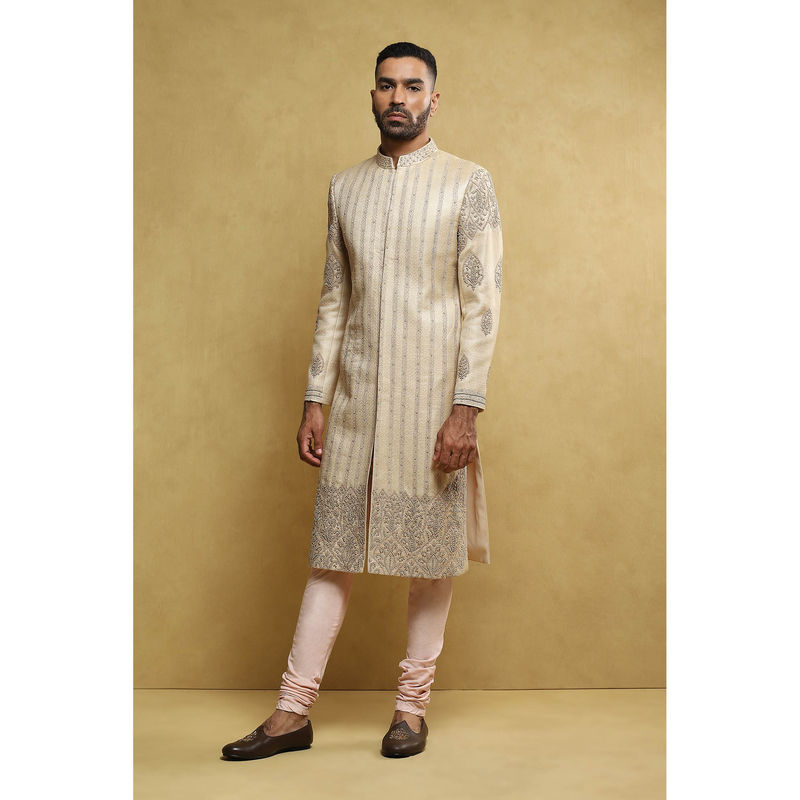 Soniya G Beige Sherwani with Pant (Set of 2) (XS)