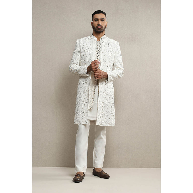 Soniya G Off White Sherwani and Kurta with Pant (Set of 3) (XS)