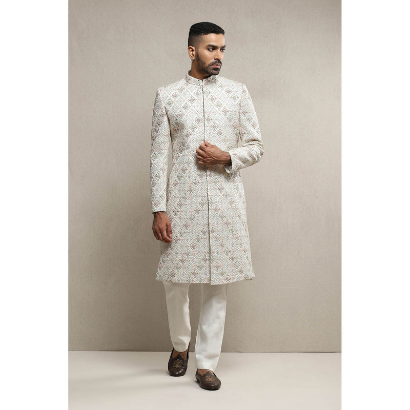 Soniya G Off White Sherwani with Pant (Set of 2) (XS)