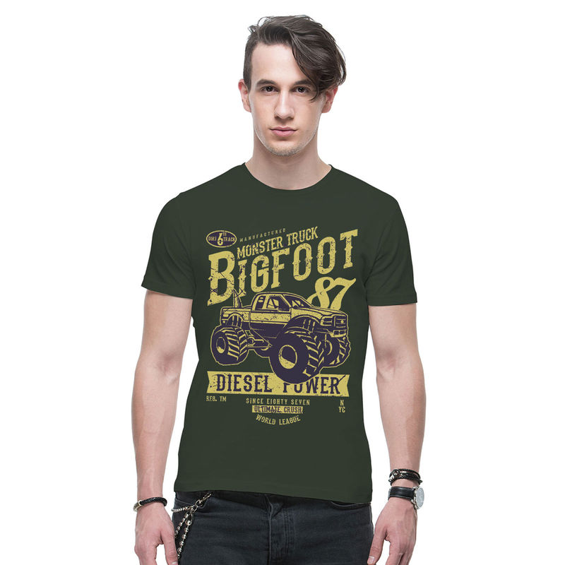 THREADCURRY Bigfoot Diesel Power Creative Graphic Printed T-Shirt for Men (S)