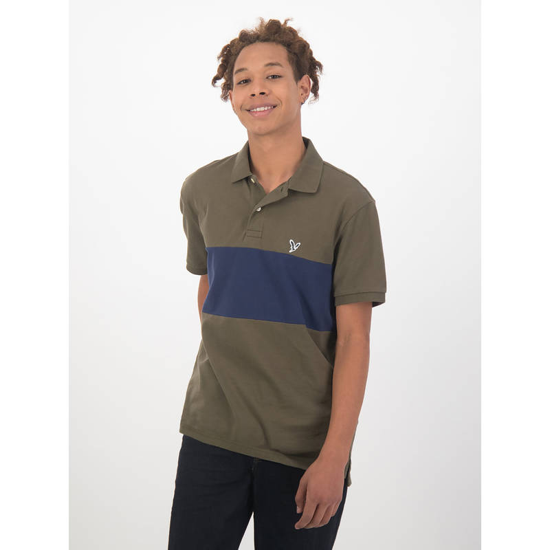 Buy American Eagle Men Olive Colorblock Polo Shirt Online
