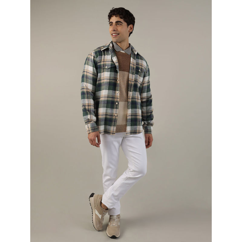 American Eagle Men Green Super Soft Flannel Shirt (2XL)