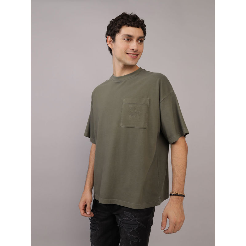 American Eagle Men Green Ae Oversized Pocket T-Shirt (S)