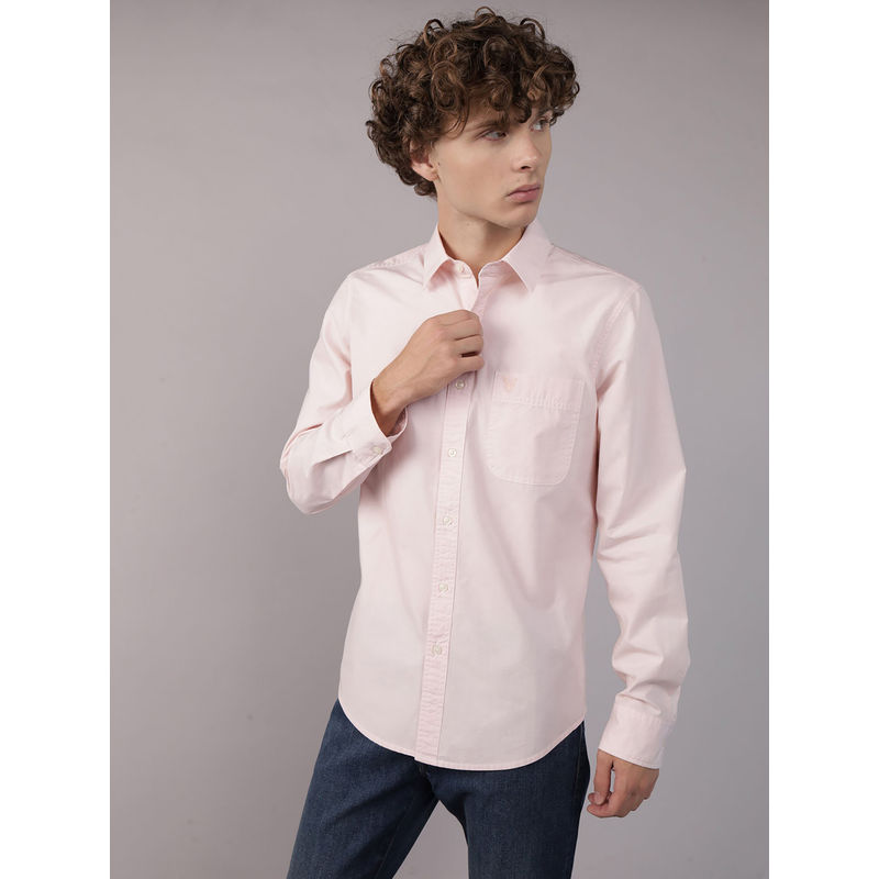 American Eagle Men Pink Solid Slim Fit Full Sleeves Shirt (2XL)