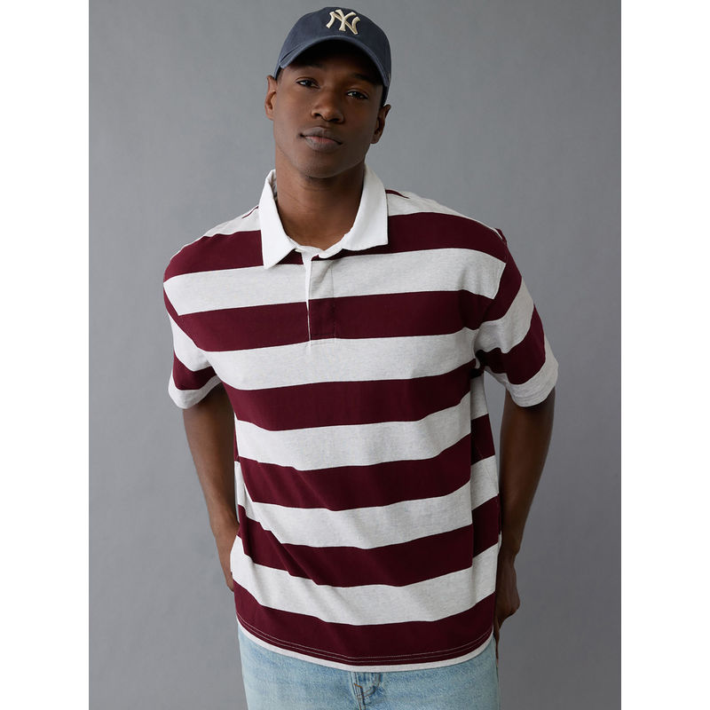 American Eagle Mens Maroon Ae Rugby Polo T-Shirt (M)