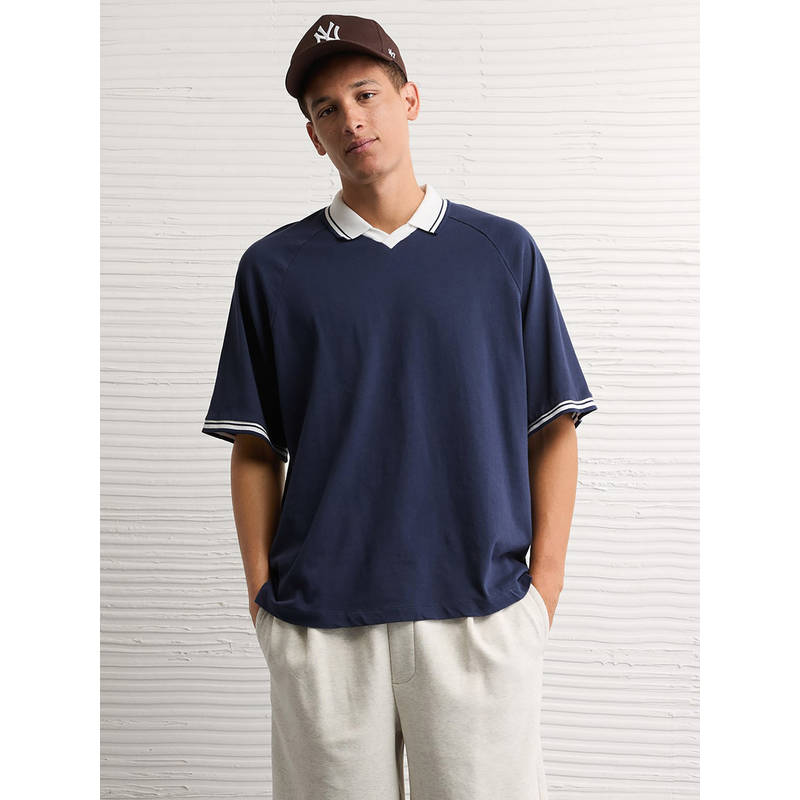 American Eagle Navy Blue Ae Soccer Polo Shirt (L)