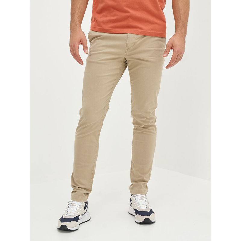 American Eagle Men Beige Flex Slim 5-Pocket Trousers (32)