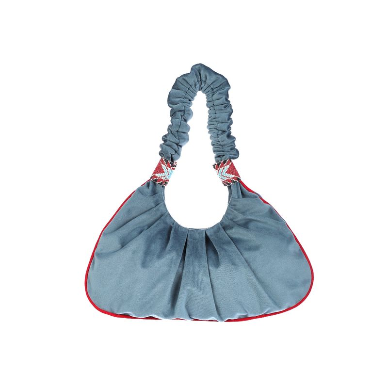 Mini Teal Bag In Luxury Velvet Fabric - Bagsetcetera