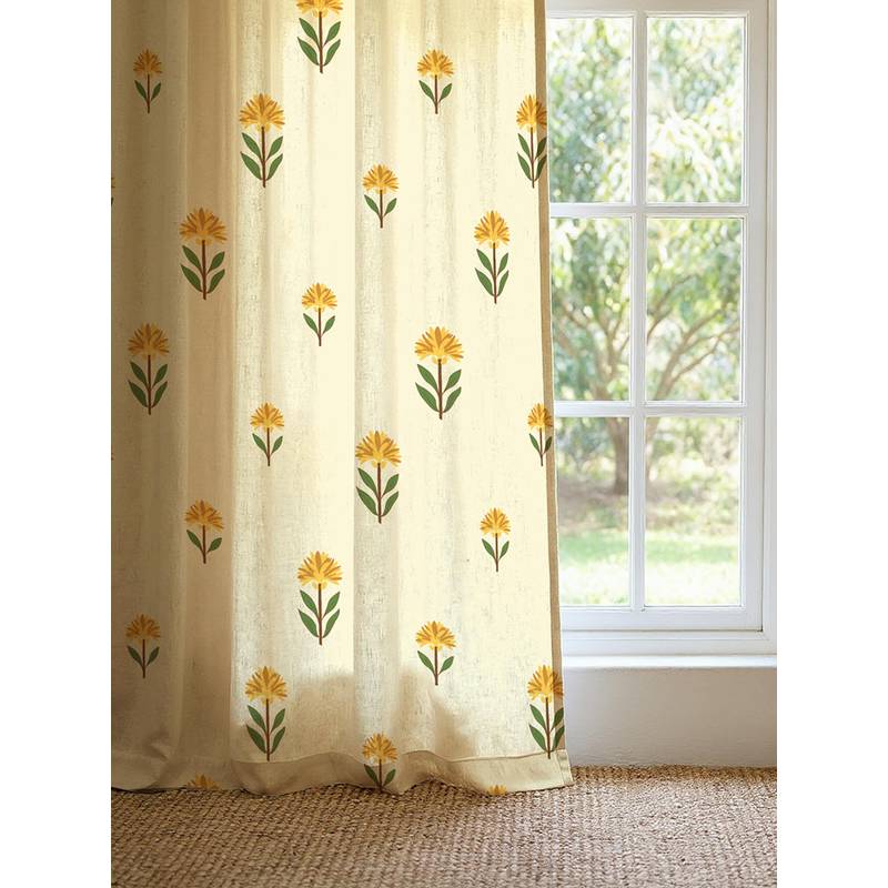 Urban Space Aster Yellow Cotton 2 Curtains