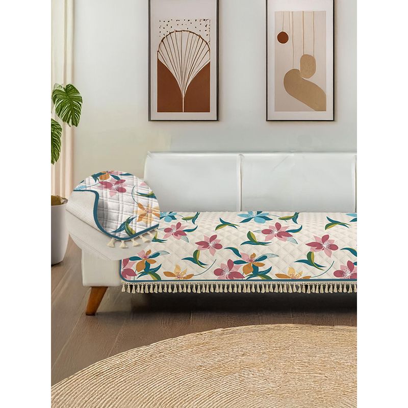 Urban Space Bloomingdale Tassels Quilted Microfibre Sofa Cover (1 Seater)