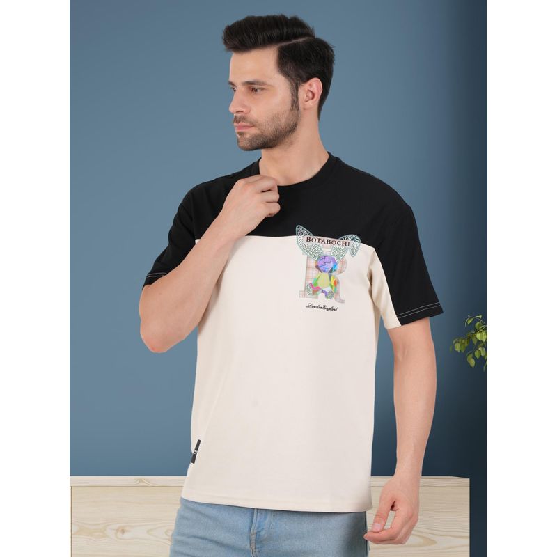 BOTABOCHI Cream Mens Bb Rabbit 3D Stone Print Half Sleeve T-Shirt (M)