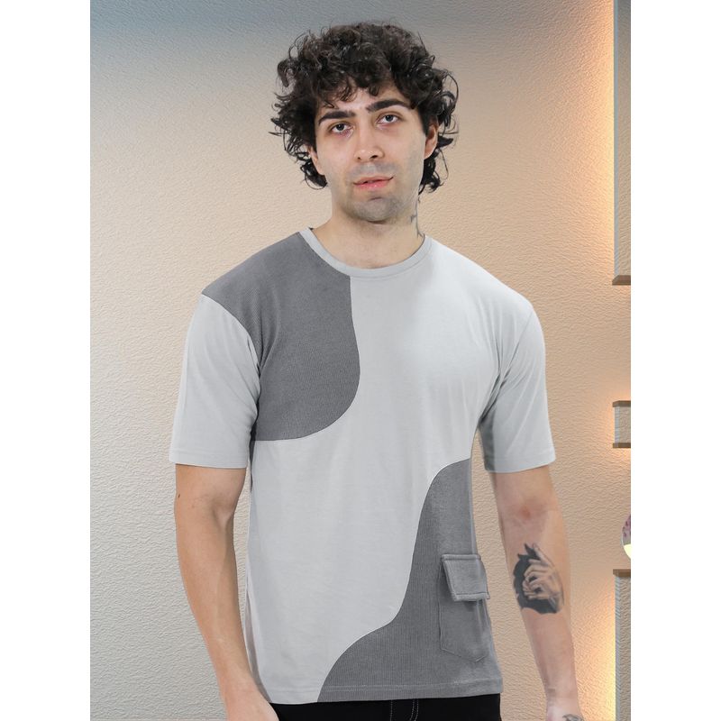 BOTABOCHI Mens Grey Toned Color Half Sleeve T-Shirt (M)