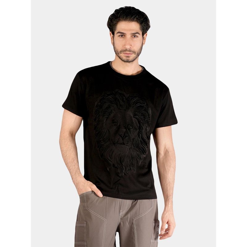 BOTABOCHI Brown Mens 3D Lion Graphic Print Half Sleeve T-Shirt (S)