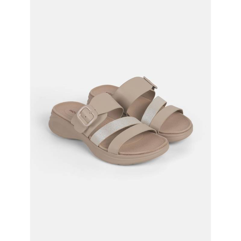 Mochi Beige Synthetic Casual Sandals Heels (EURO 37)