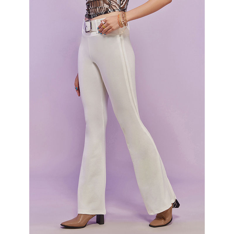 Bershka cropped tailored kick flare pants in white | ASOS