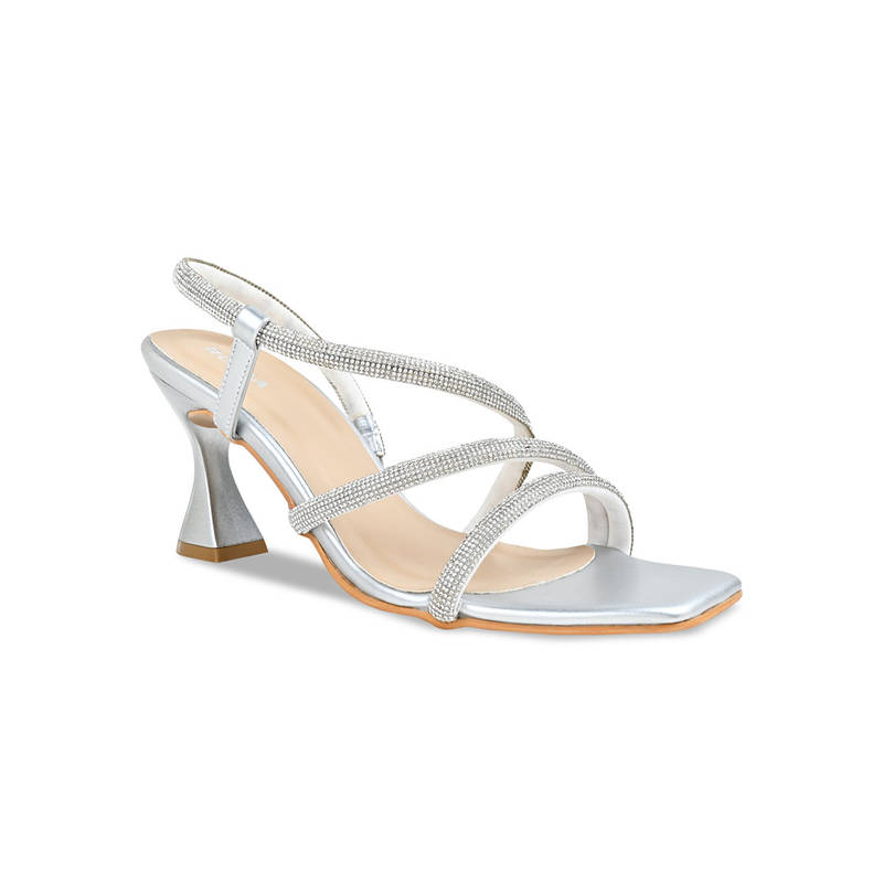 ROCIA Silver Women Diamond Embellished Stilettos (EURO 41)