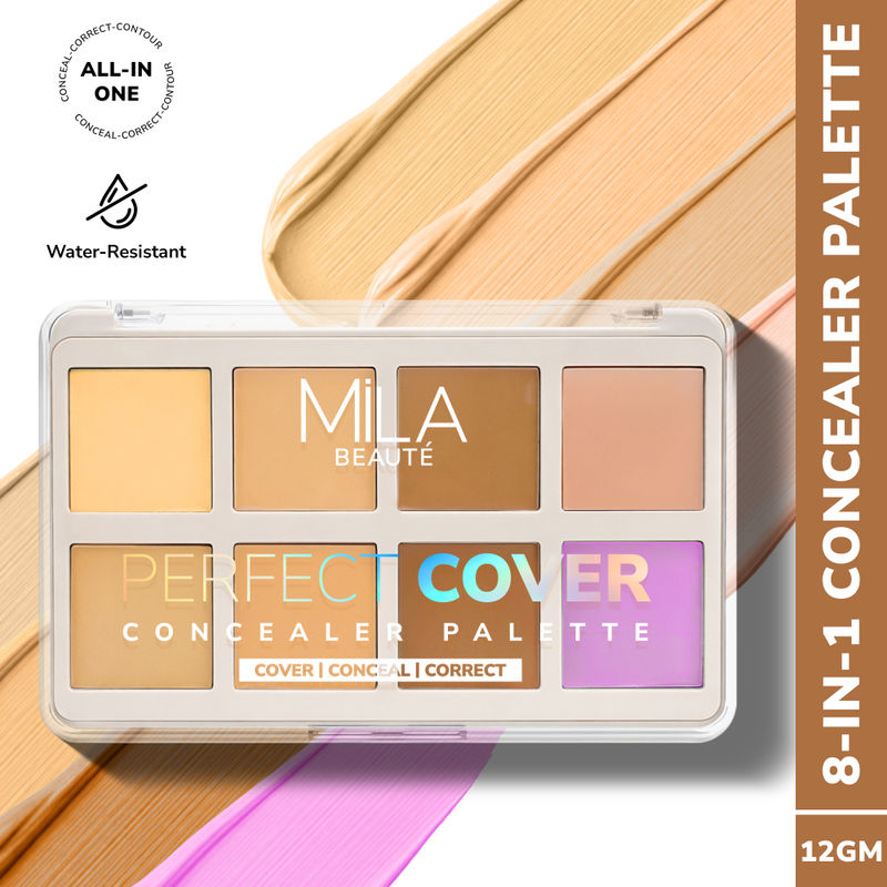 Mila Beauté Perfect Cover Concealer Palette, 8 In 1 Conceal, Correct & Contour