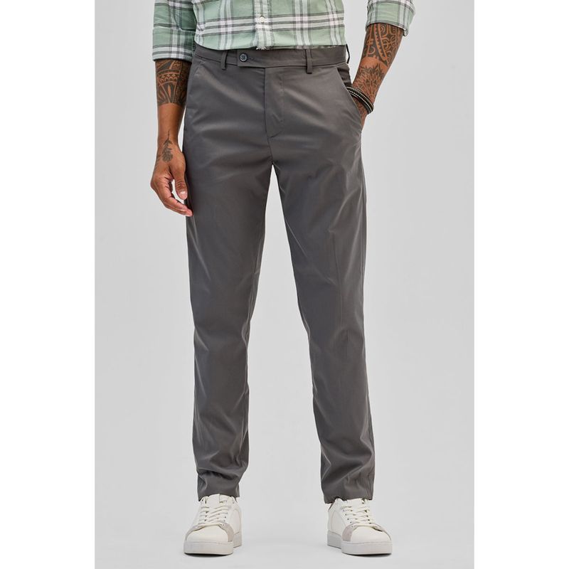 Snitch Grey Solid Slim Fit Chinos (34)