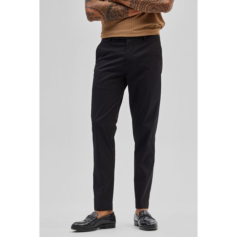 Snitch Black Solid Slim Fit Chinos (34)