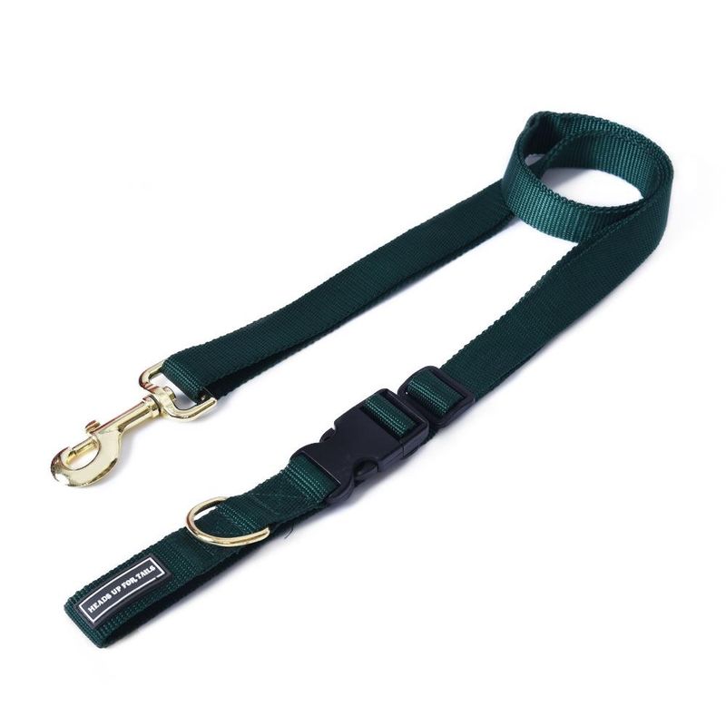 Heads Up For Tails Adjustable Nylon Dog Leash - Olive Green (Medium)