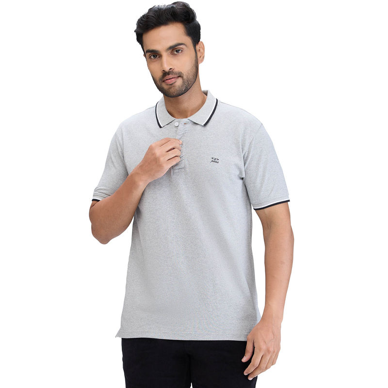 ColorPlus Regular Fit Solid Light Grey T-Shirt (S)