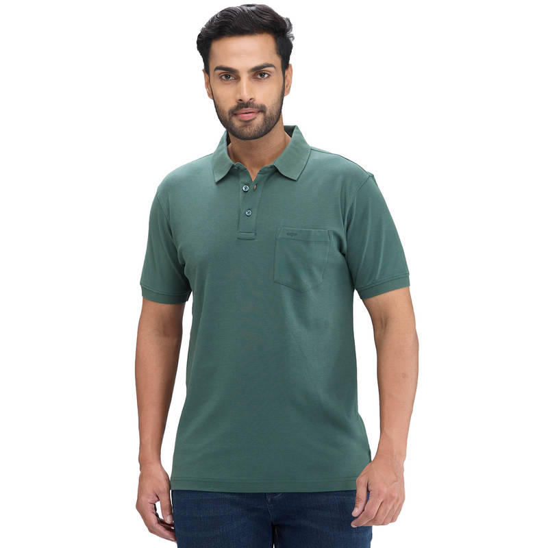 ColorPlus Regular Fit Solid Dark Green T-Shirt (S)