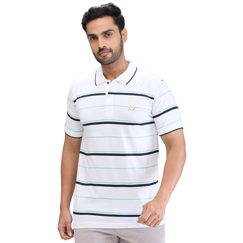ColorPlus Tailored Fit Striped White T-Shirt (M)