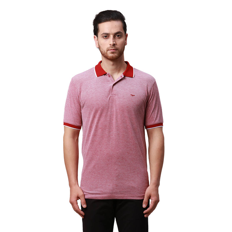 Park Avenue Slim Fit Solid Dark Red T-Shirt (S)
