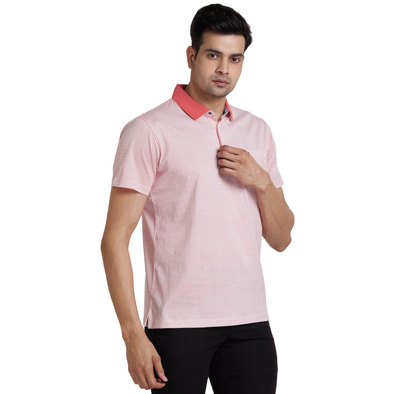 Park Avenue Slim Fit Printed Medium Red T-Shirt (XL)