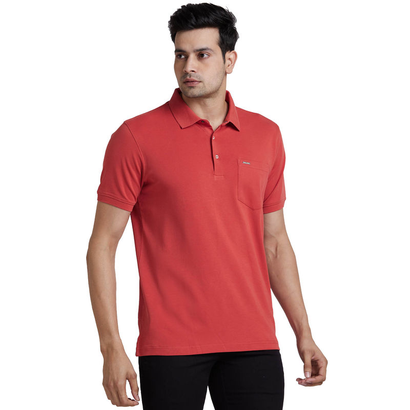 Park Avenue Slim Fit Solid Dark Red T-Shirt (S)