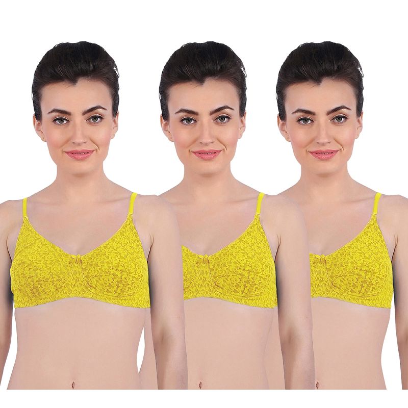 Sonari Glory Women's Fancy Bra-Pack of 3 - Yellow (34B)
