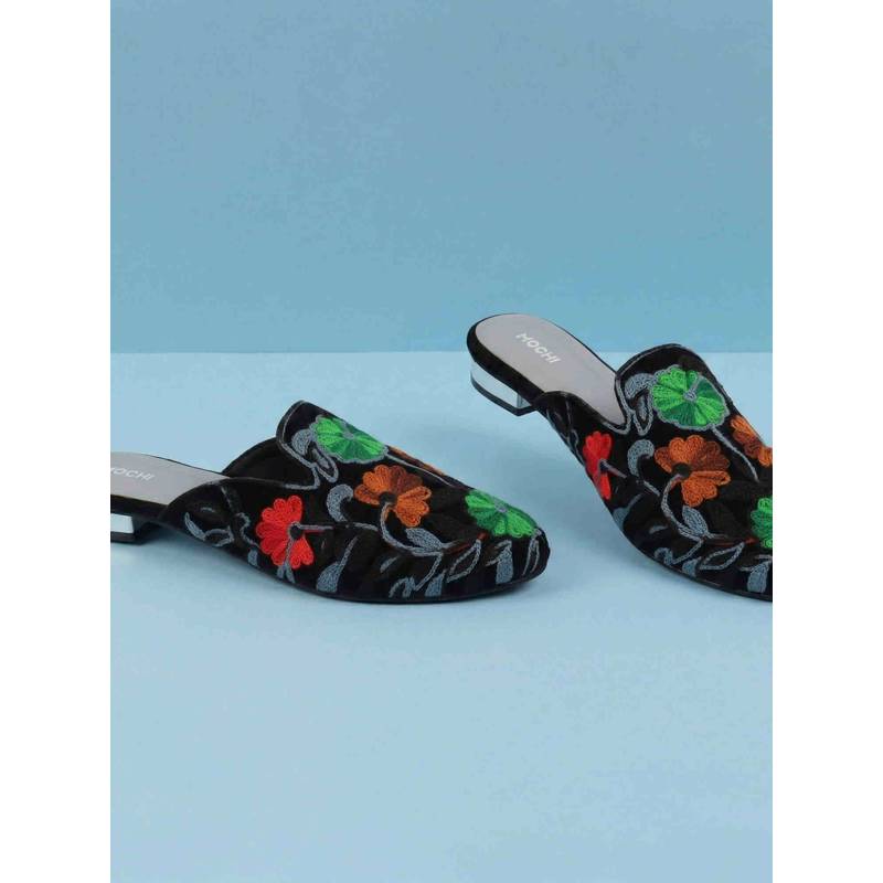 Mochi Women Black Mules Heels (EURO 36)