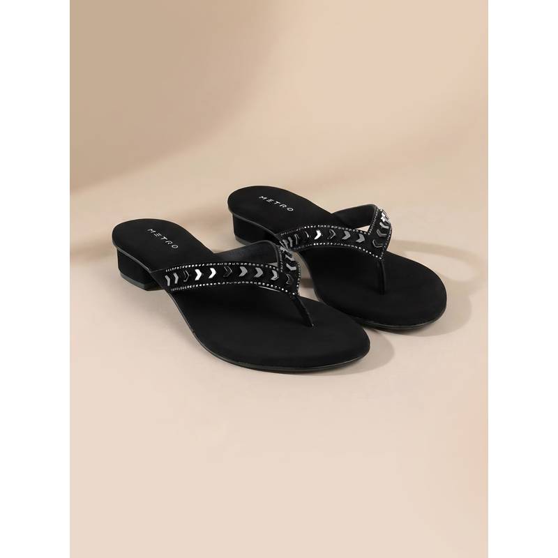 Metro Women Black Block Heels (EURO 36)