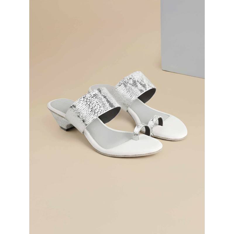 Metro Women Silver Block Heels (EURO 36)