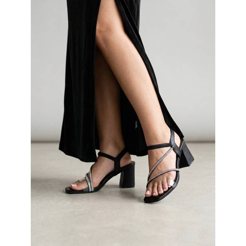 Monrow Women Orlena Black Block Heels (EURO 36)