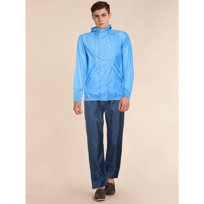 Wildcraft Men Blue Solid Rain Jacket with Pant (Set of 2) (L)