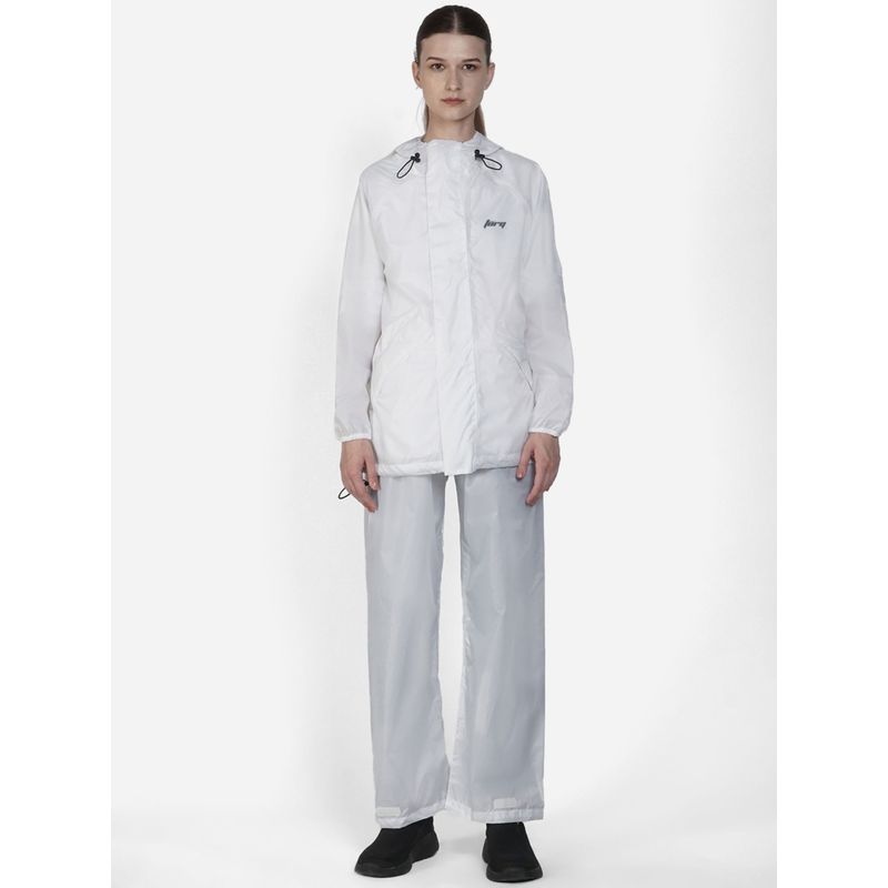 Wildcraft Men White Solid Rain Jacket with Pant (Set of 2) (2XL)