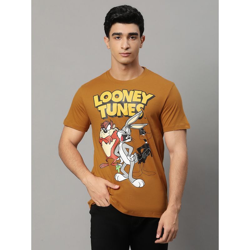 Free Authority Men Looney Tunes Printed Thai Curry T-Shirt (S)