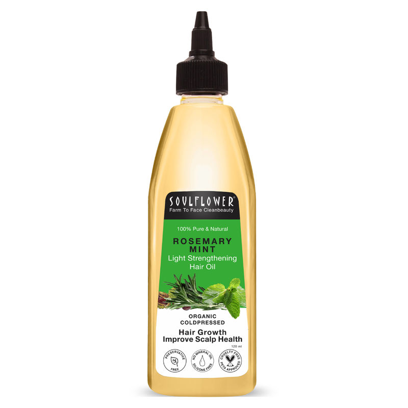 Soulflower Rosemary Mint Hair Growth Oil For Hair Fall & Dandruff Control, Light Hair Oil